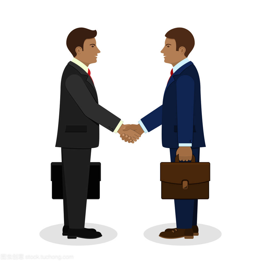 会议的两个商人和商务上的握手。矢量